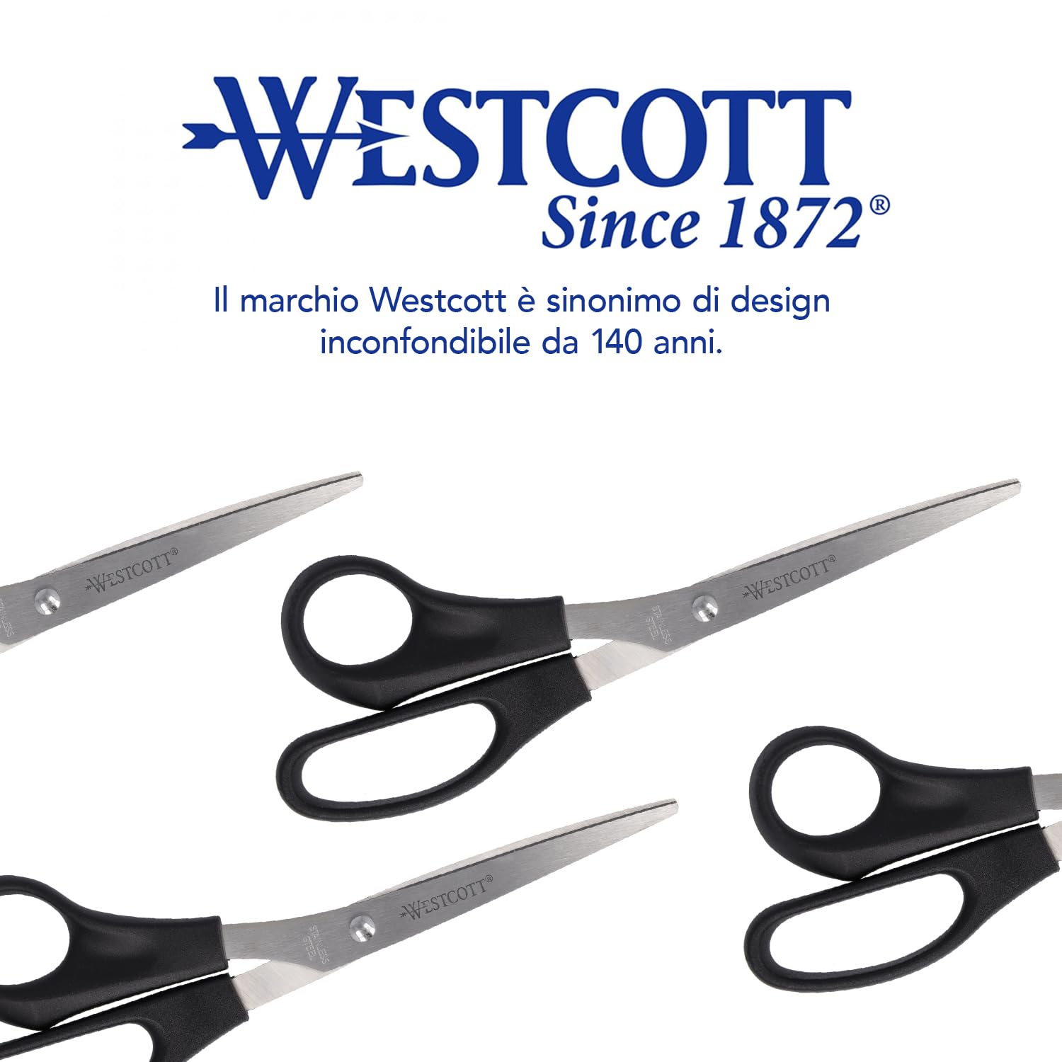 Forbici Westcott 8" (20,3 cm) nere per mancini, ufficio, lama extra affilata, acciaio inossidabile