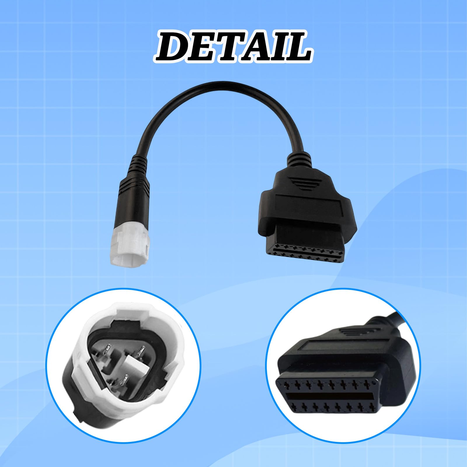 AMHTDOL OBD2 Adapter for Yamaha 3 Pin to 16 Pin OBD Diagnostic