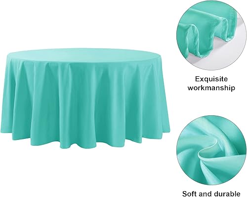 Miniatura 5 de Mantel de poliéster lavable de 120 pulgadas, resistente a las manchas y a las arrugas, mantel decorativo para mesa de comedor, fiestas de bufé y