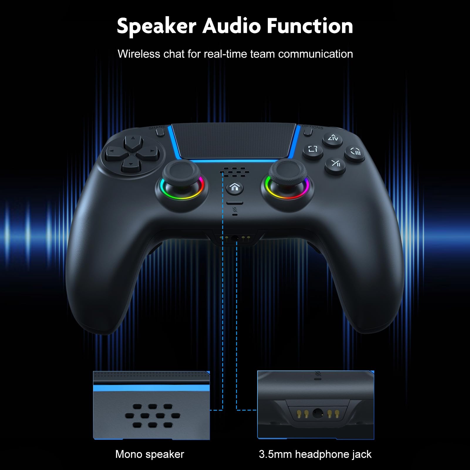 Jiawu Controller di Gioco Wireless con Illuminazione RGB per Un'esperienza di Gioco Coinvolgente Adatto per PC, Batteria a Lunga Durata, Controllo del Movimento, Materiale ABS