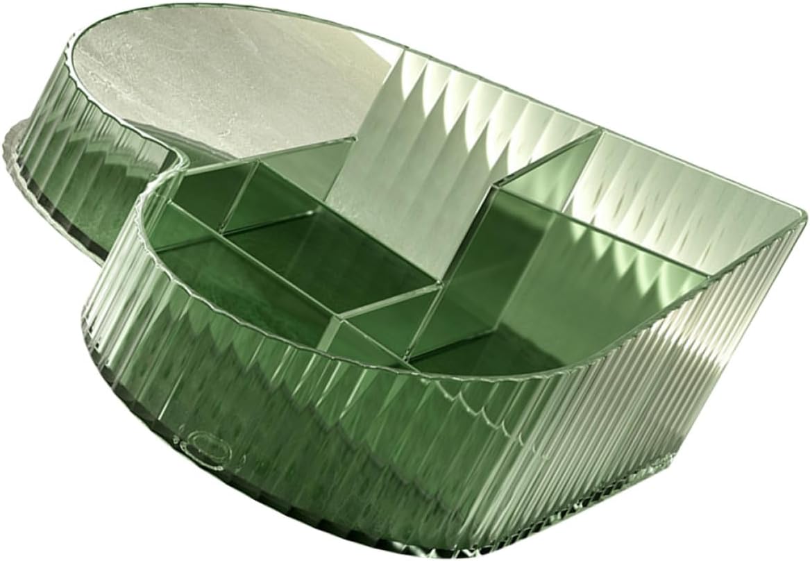 Hemobllo Makeup Organizer Box for Vanity with Dividers, Green Acrylic Cosmetic Storage Holder for Bathroom Countertop and Skincare Accessories