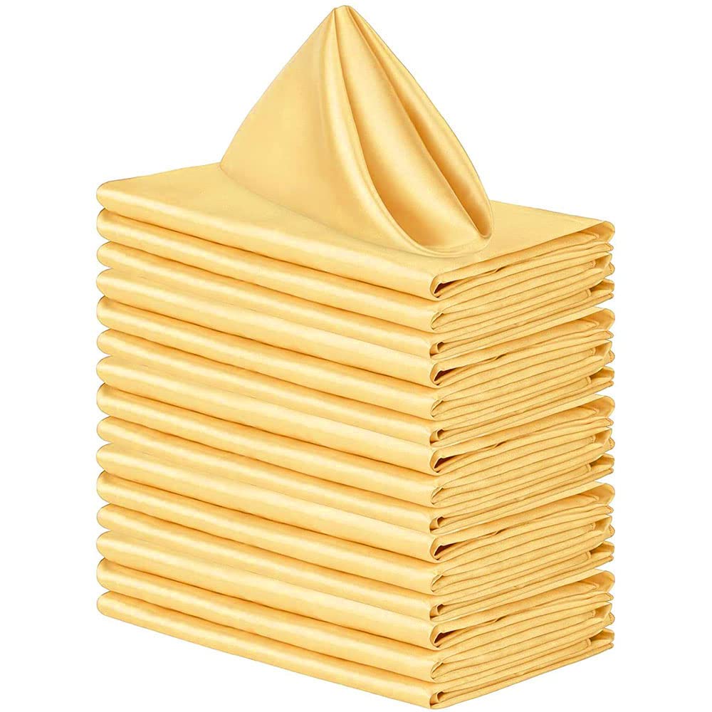 FANSU Servietten 10/20/50/100er Pack, Hochwertige Stoffserviette Waschbare Weiche Stoffservietten für Weihnachten, Hochzeit, Geburtstag, Feiern (Gold,30x30cm/100er Pack)