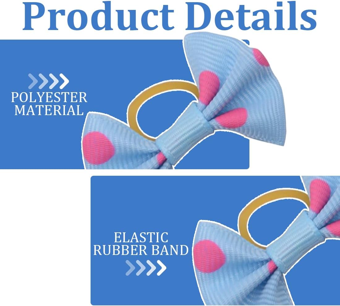 Dog Hair Bow, 20 Pieces Dog Hair Bows with Elastic, Dog Hair Accessories, Decoration for Long Haired Dogs, Multi-Colour, Random Style 4