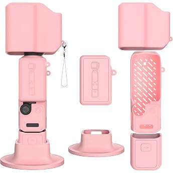 Pocket 4P Silicone Protective Case - Silicone Case for DJI Osmo Pocket 4 Pro Camera Accessories Camera Lens Protector Scratch-Resistant Case with Silicone Stand Pink