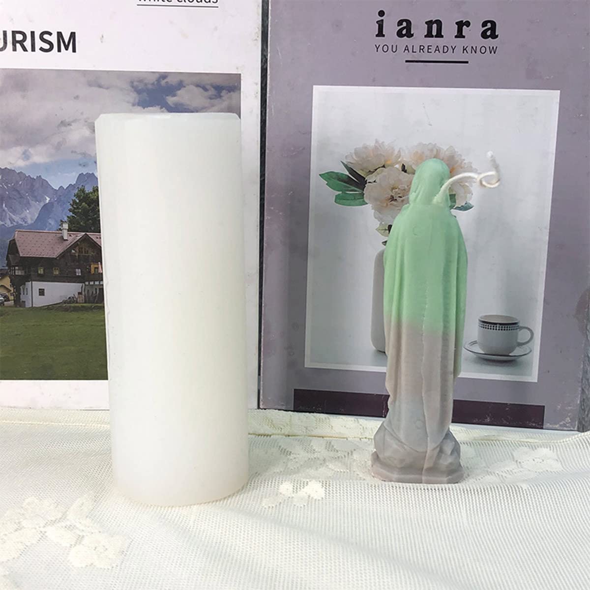 Stampo Candela Silicone Vergine Maria Modello Candela in Silicone Riutilizzabile per Aromaterapia Stampo per Fare Candele, Cioccolato, Sapone,Stampo per Candele Fai da Te Casa Decorare