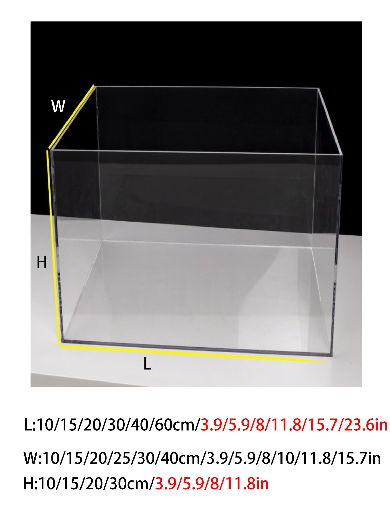 Tanque de Agua para fotografía, pecera - Fregadero Multiusos de acrílico Transparente de Poca Profundidad y Caja de Almacenamiento - Expositor de sobremesa para Oficina (