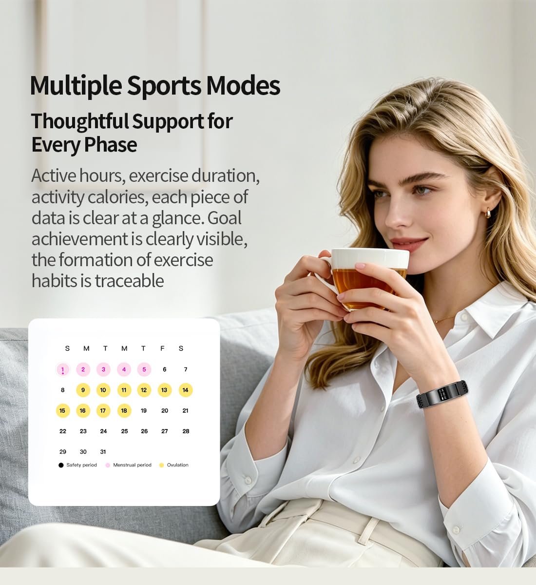 Smart Bragelet Health & Fitness-Tracker con gestione dello stress, intensità dell'allenamento, monitoraggio del sonno, frequenza cardiaca 24/7 e altro, nero mezzanotte/oro rosa (gomma nera)