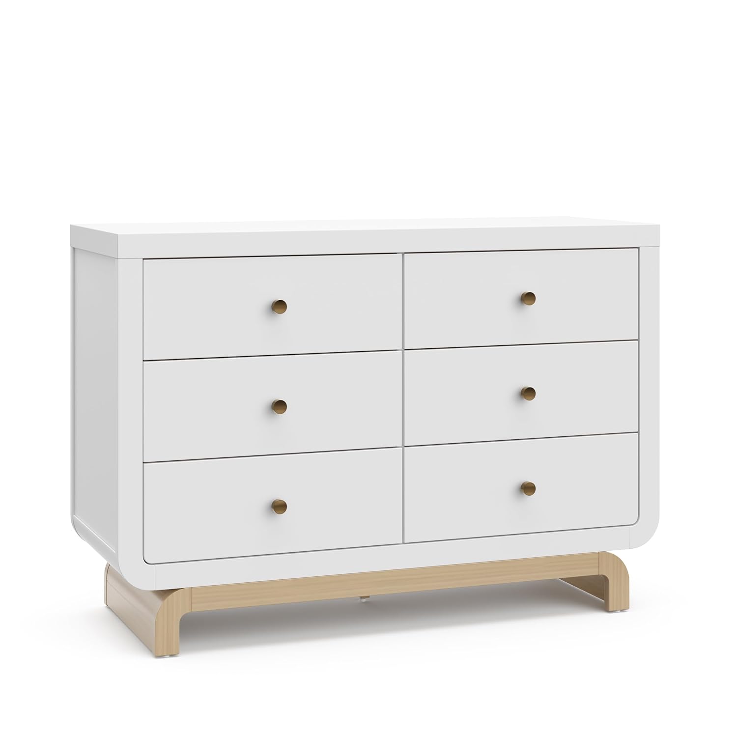 Storkcraft Santorini 6 Drawer Double Dresser (White with Driftwood) - GREENGUARD Gold Certified, Interlocking Drawer System, Dresser Drawer Organizer for Kids Bedroom White With Driftwood 6 Drawer Dresser