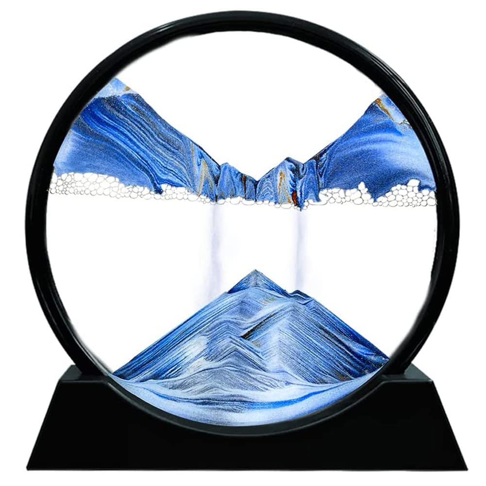 HOMEDU 3D Sand Art Liquid Motion - Round Glass Deep Sea Sandscape Moving Sand Art Picture for Sensory Relaxing Desktop Home Office Work Ocean Decor (Blue, 7) (B0BPT3MRTM) Amazon Price History, Amazon Price Tracker