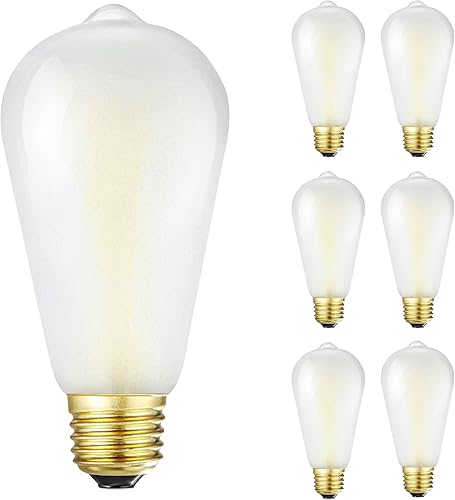 Bombillas LED Edison E26, equivalente a 6 W, 600 lúmenes, AC120 V, blanco suave 3000 K, ST58 bombillas de filamento LED antiguas regulables con 90+