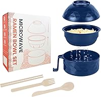 Vista 9 de Cocina de ramen para microondas, juego de tazones de ramen, cuenco de fideos para microondas con palillos y cuchara, artículos esenciales