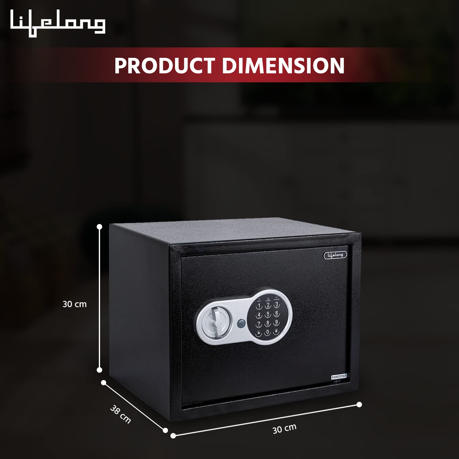 Lifelong 22 L Carbon Steel Digital Safe Locker Box For Home & Office | Inbuilt LED Light | Essential Smart Home Locker for Gold, Jewellery, Cash | Tijori Box, Wardrobe Compatible, 1 Yr Warranty, Black 2