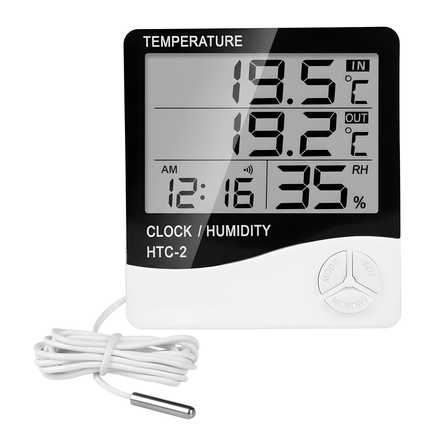 AERYS HTC-2 Digital Hygrometer Thermometer Humidity Meter with Alarm Clock LCD Display (HTC2)-picture-14