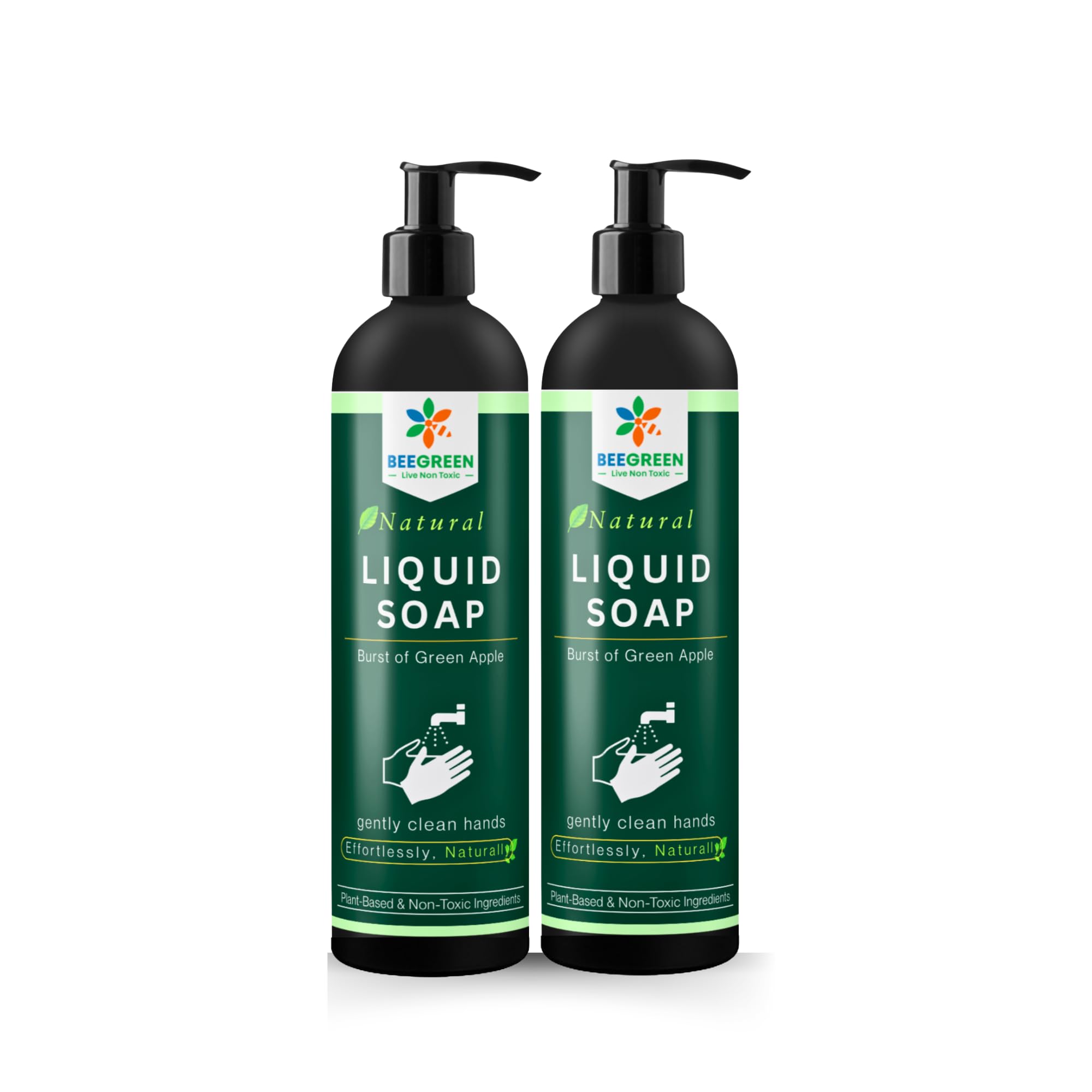 Beegreen Liquid Handwash Pump Green Apple Fragrance Pack of 2 | 100% Natural & Paraben Free, Sensitive Skin, Fights Germs | Plant-Based & pH-Balanced | Herbal, Eco-Friendly 500 ml Each-picture-18