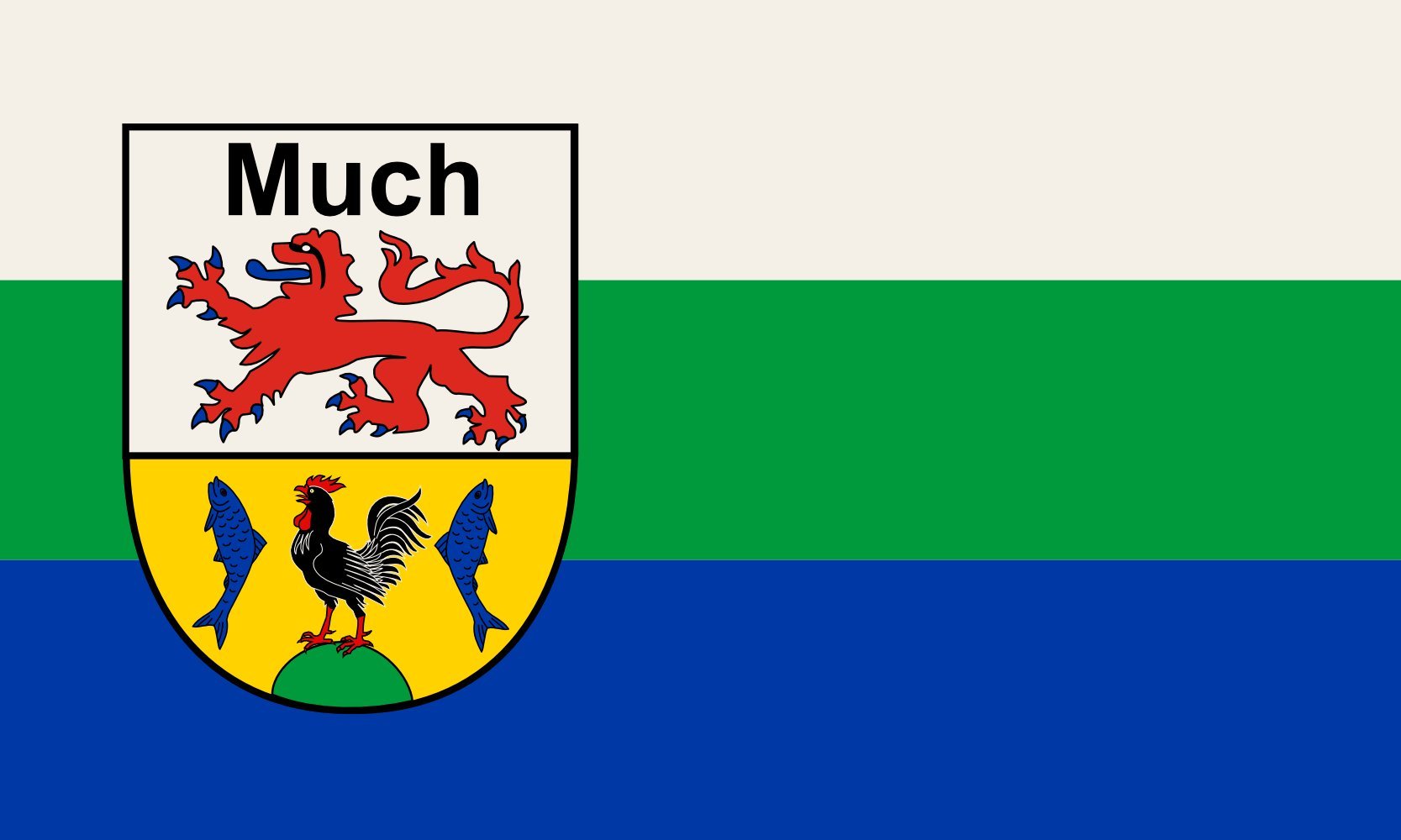 Drapeau large Much en textile haut de gamme avec finitions haut de gamme