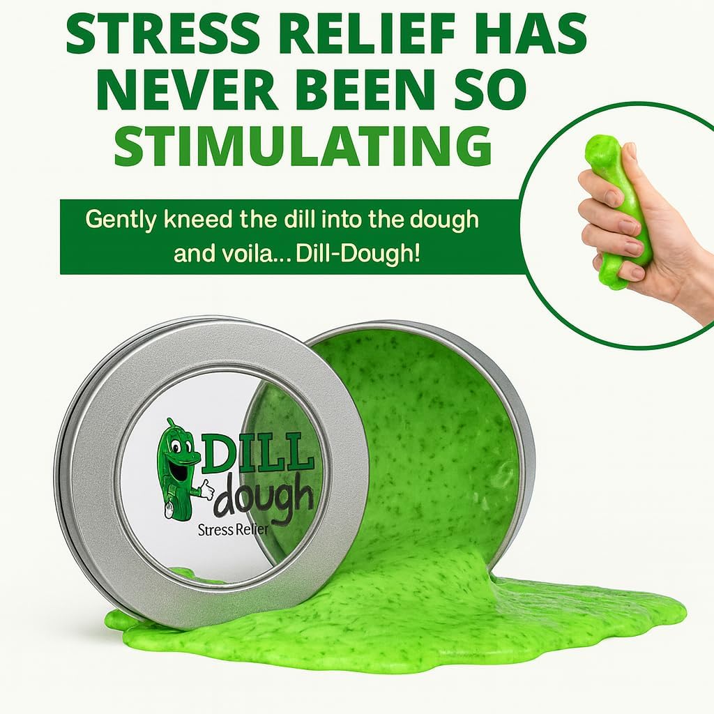 Dill Dough Stress Relief Putty - Funny Pickle Gag Gift for Adults, Weird Stress Relief Toys for Girlfriends, Dill Scented Stress Putty, Stocking Stuffers for Women