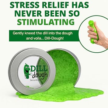 Dill Dough Stress Relief Putty - Funny Pickle Gag Gift for Adults, Weird Stress Relief Toys for Girlfriends, Dill Scented Stress Putty, Stocking Stuffers for Women