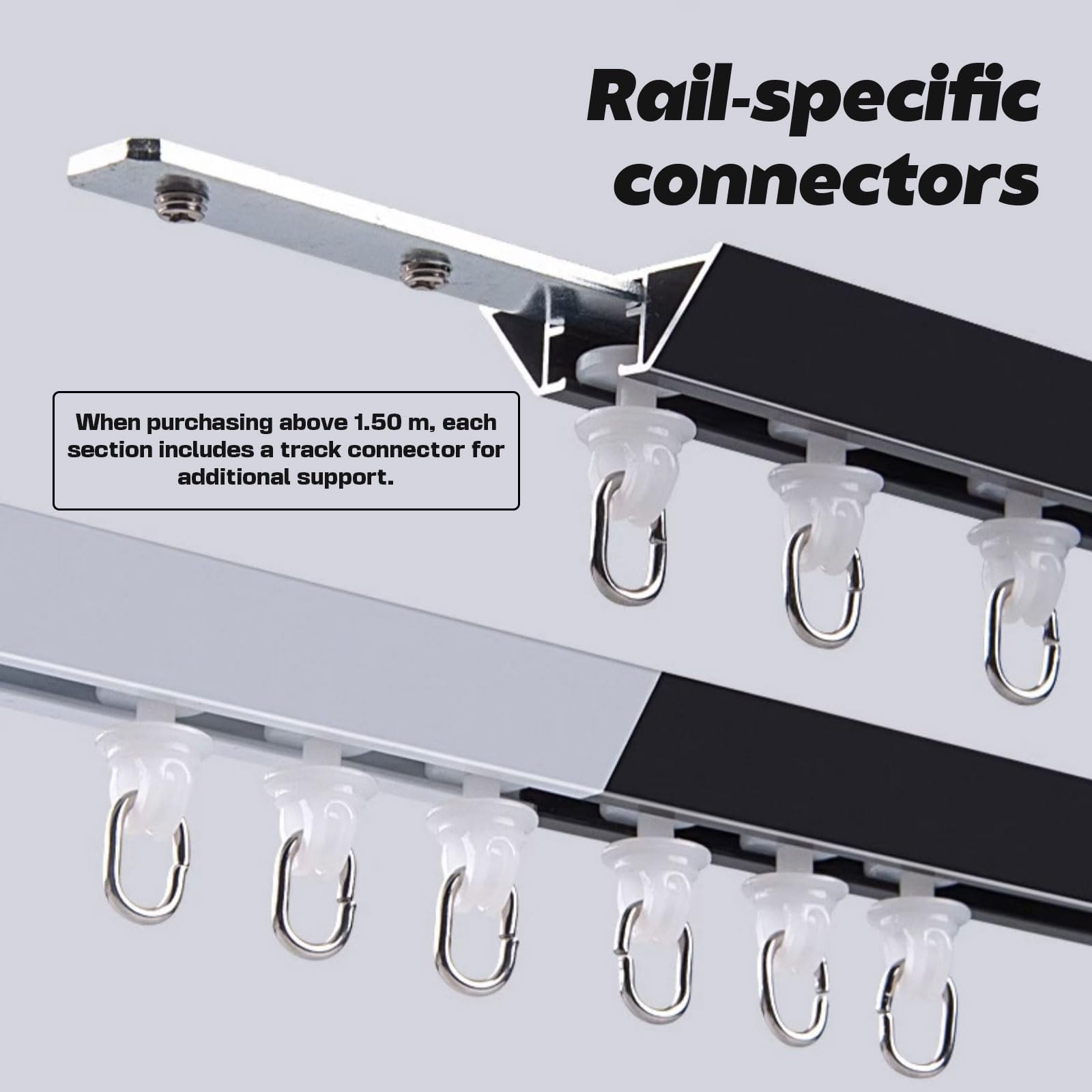 Tringle à Rideaux Ultra-Mince et silencieuse en Forme de V, Rail de Rideau monté au Plafond, Style de décoration Moderne et Simple, tringles à Rideaux en Aluminium (Blanc, Noir) (Blanc, 120