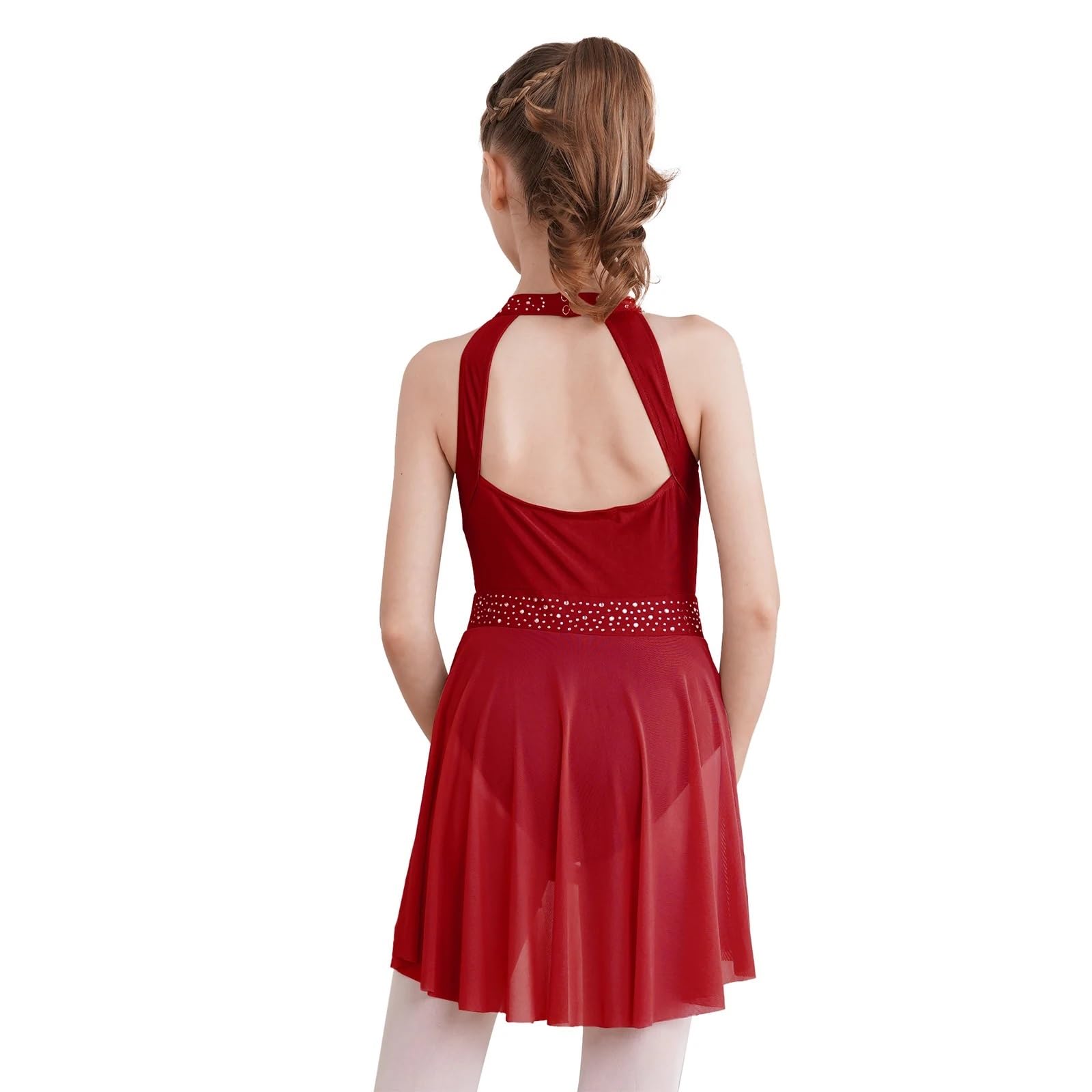Gymnastikanzug Mädchen Mädchen Gymnastik Trikot Kleid Strass Ärmelloses Ballett Tutu Kleid Ballsaal Eiskunstlauf Wettbewerb Kostüm(Color 1,16)