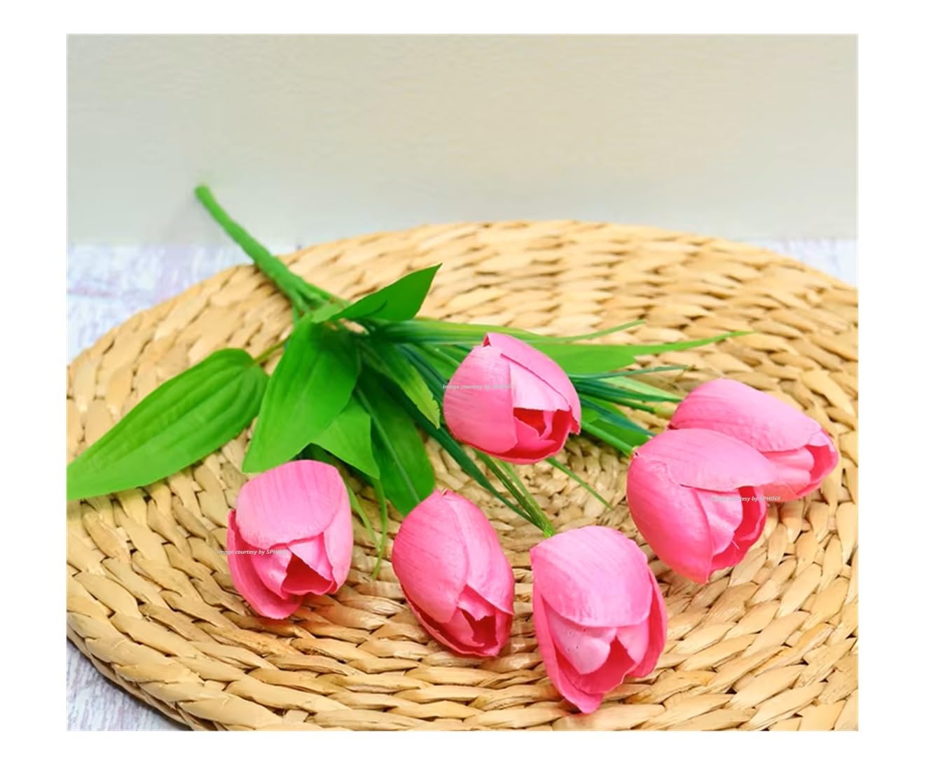 SPHINX Artificial Tulip Flowers Bunches (Approx 33 cms height)-Ideal for Home Decoration, Living Room, Bedroom, Wedding, Party, Table Top, Aesthetic Arrangement - (2 Pieces , Pink)