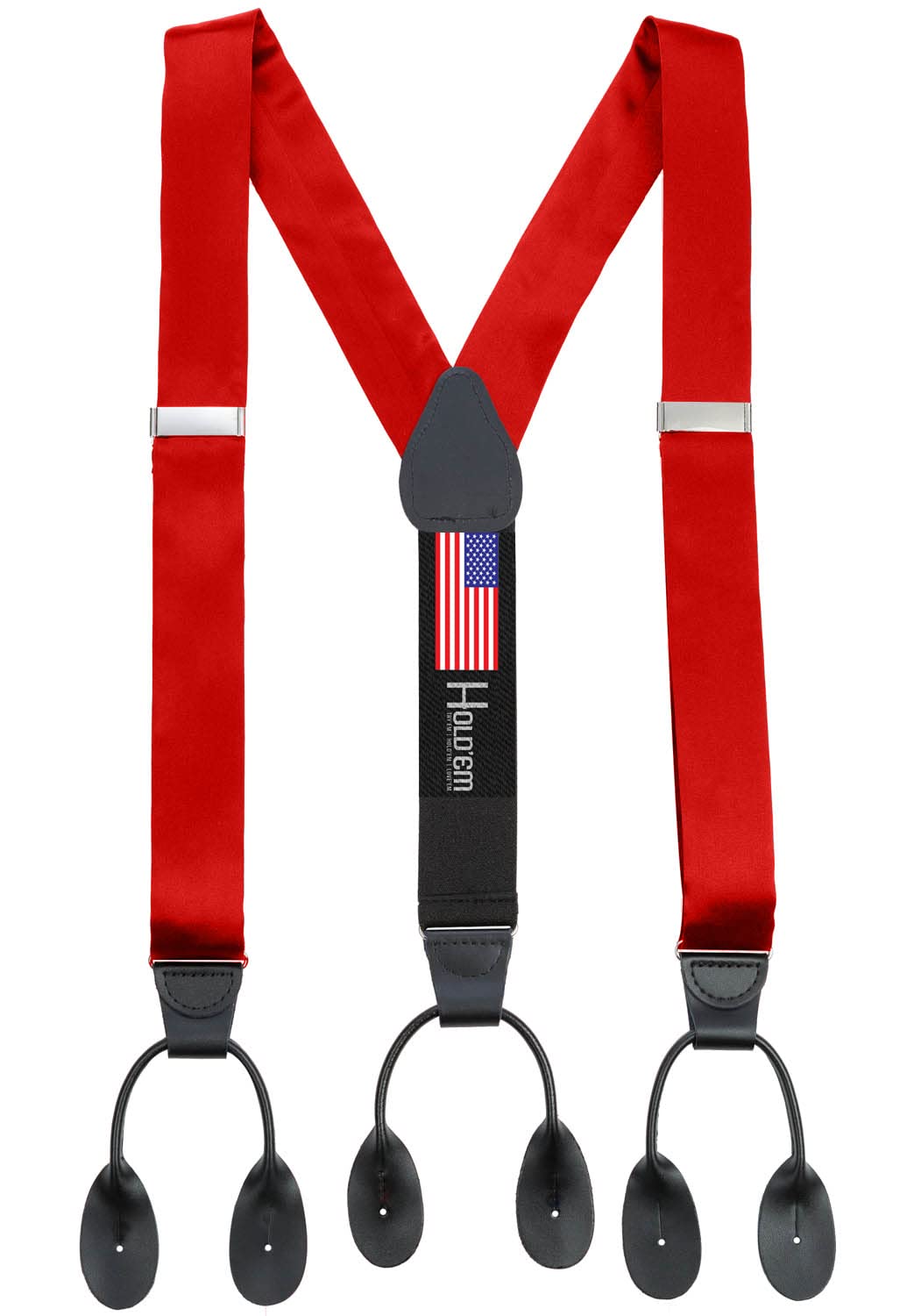 Hold'Em 100% Silk Suspenders Men Y-Back Fancy Solid Button End