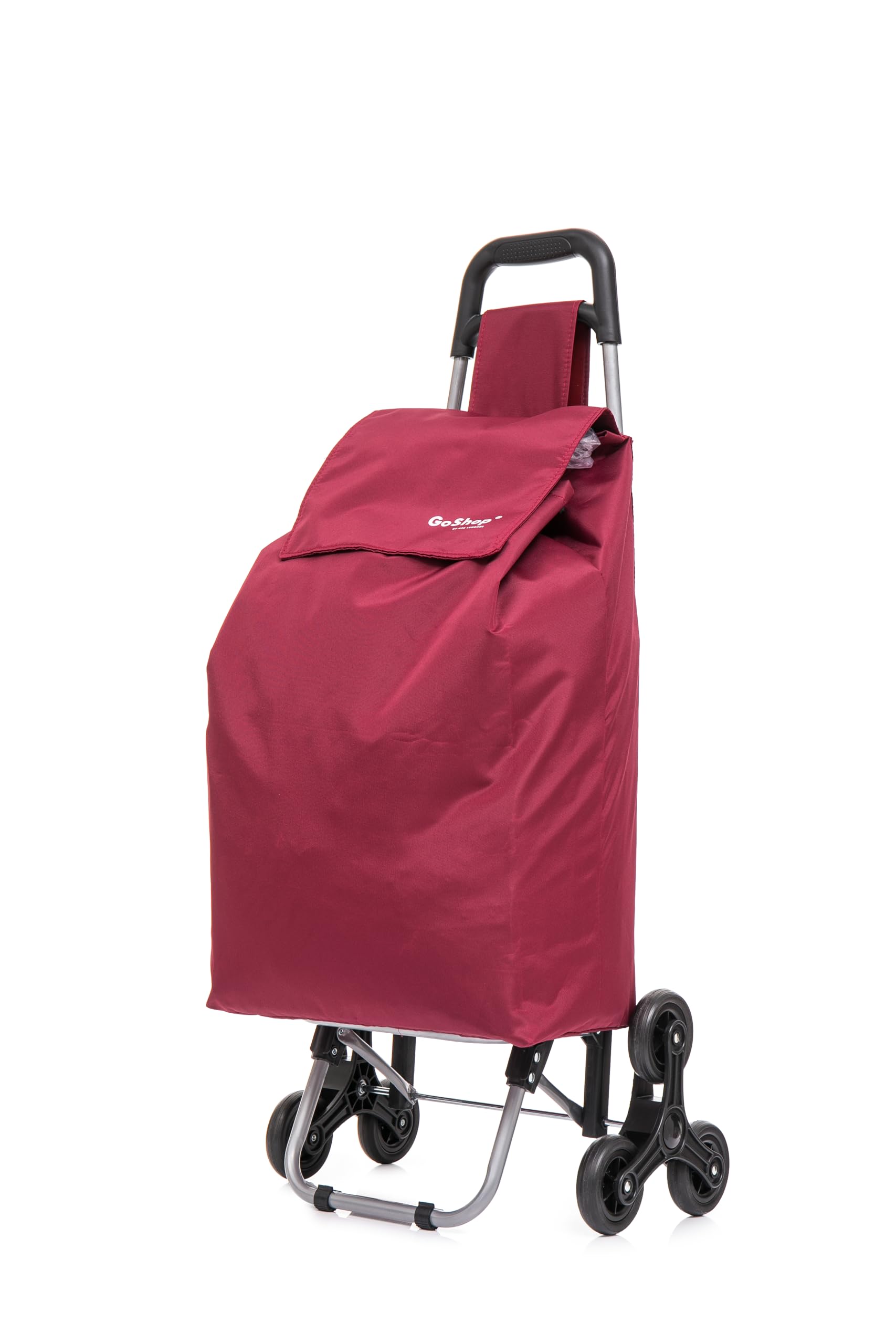 ATX Premium 59L Stair Climber Shopping Trolley Lightweight Hard Wearing & Foldaway Trendy Folding/Collapsible Push/Pull Carts for Easy Storage with 6 Wheels (59L, Maroon)
