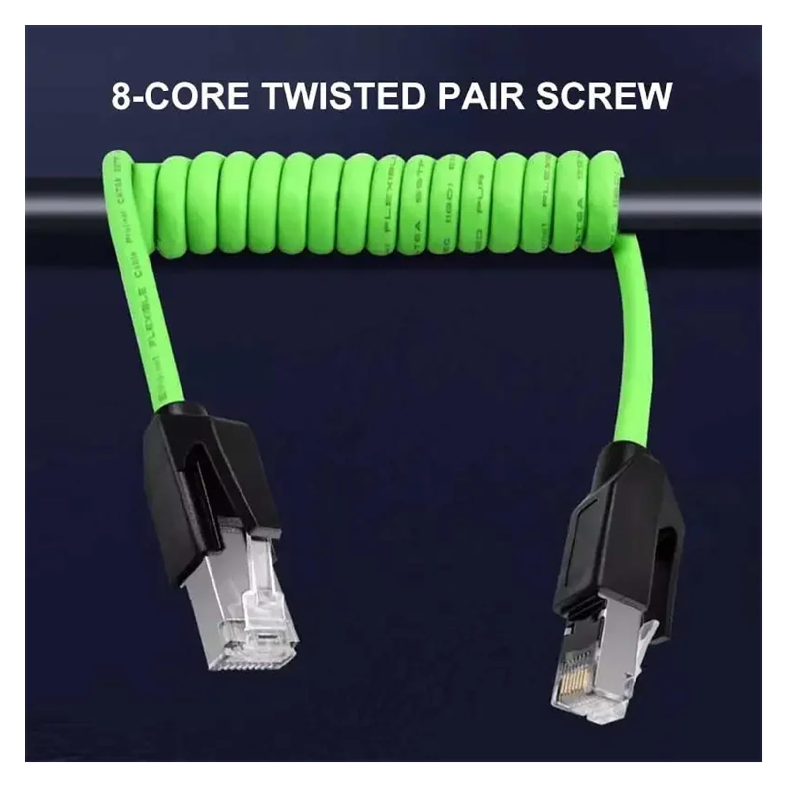 Generico Cavo di rete schermato a molla CAT6A Gigabit, cavo a spirale servo RJ45 schermato a 8 pin, linea PUR industriale CTA6A for robot(3 meters)