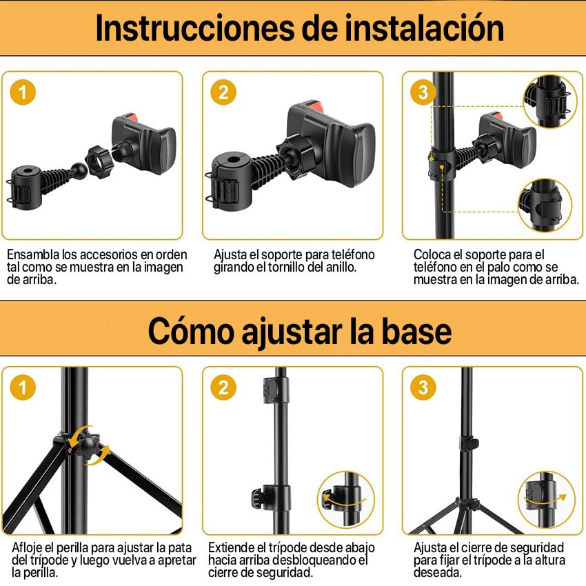 Aro de Luz con Tripode, 10" Ring Light con Control Remoto 3 Modos 10 Brillos Regulables Anillo de Luz para TikTok, Maquillaje, Selfie, Streaming, Youtube, Twich Live