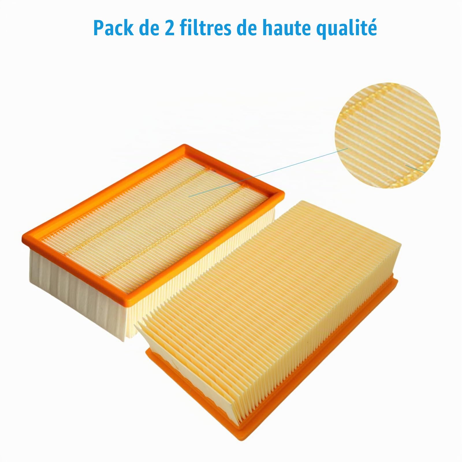 Lot de 6 sacs d'aspirateur de rechange pour Kärcher NT 30/1 Ap Te L NT 30/1 Ap L NT 30/1 Tact L NT 30/1 Tact Te L Accessoires pour aspirateur eau et poussière (6 sacs d'aspirateur + 2 filtres HEPA)