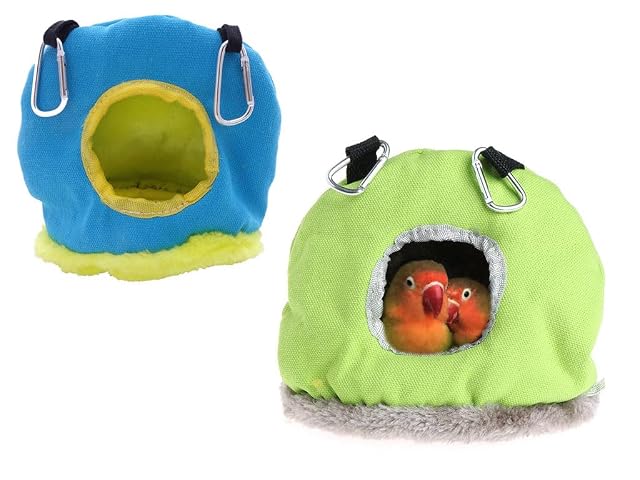 Kellegour 2 Piezas Nido de Loro Pájaro de Felpa,Nido de Felpa Cálida,Cama Colgante para Pajaros Nido,Colgante…