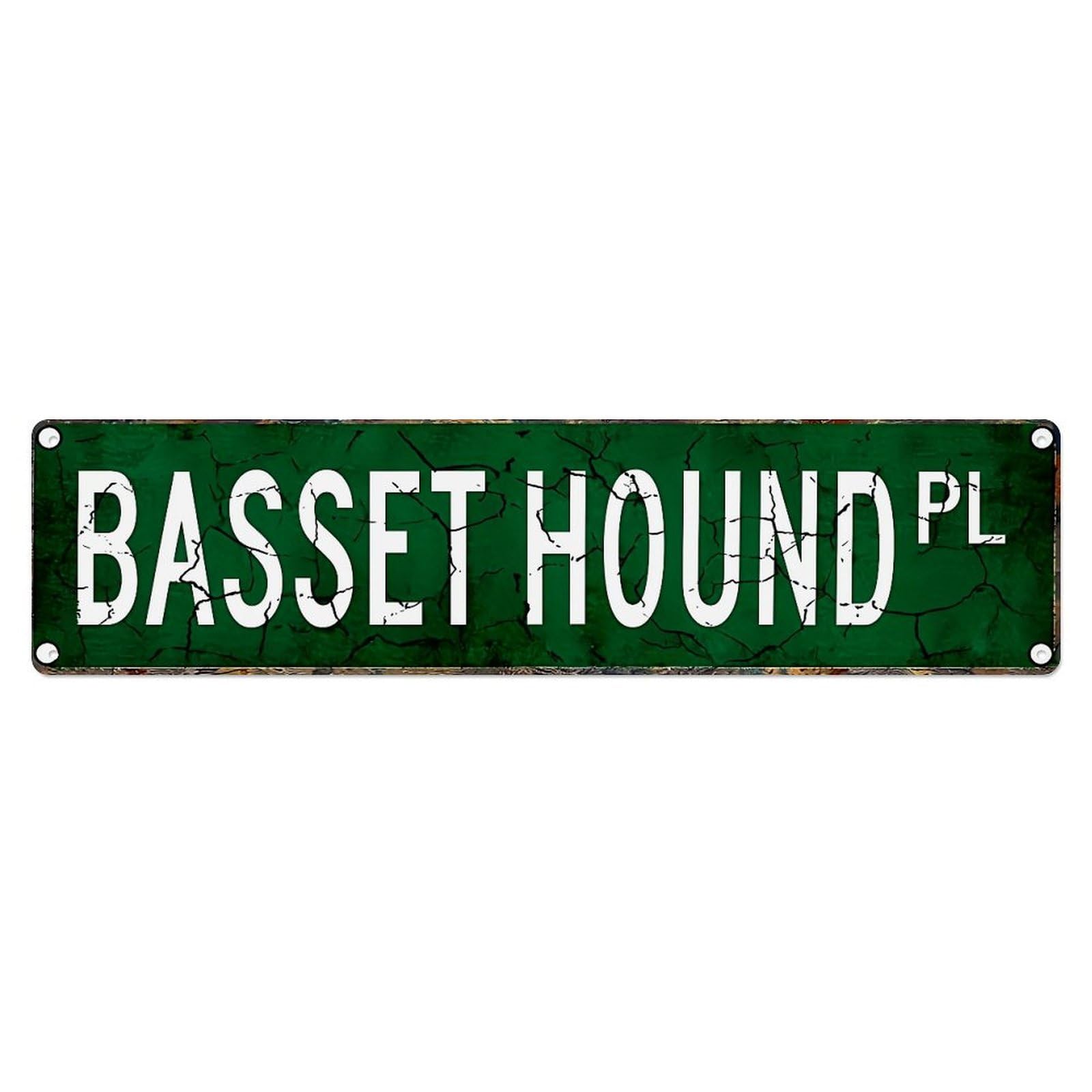 Jdyansheng Vintage Basset Hound Pl Street Sign Tin Sign Metal Poster Metal Signs For Home Man Cave Bar Cafe Kitchen Laundry Room Wall Decorations 4X16 Inches