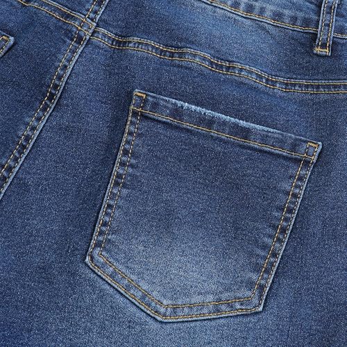 Image of THUNDER STAR Women Mid Rise Ripped Stretchy Jeans Shorts Frayed Raw Hem Casual Denim Shorts