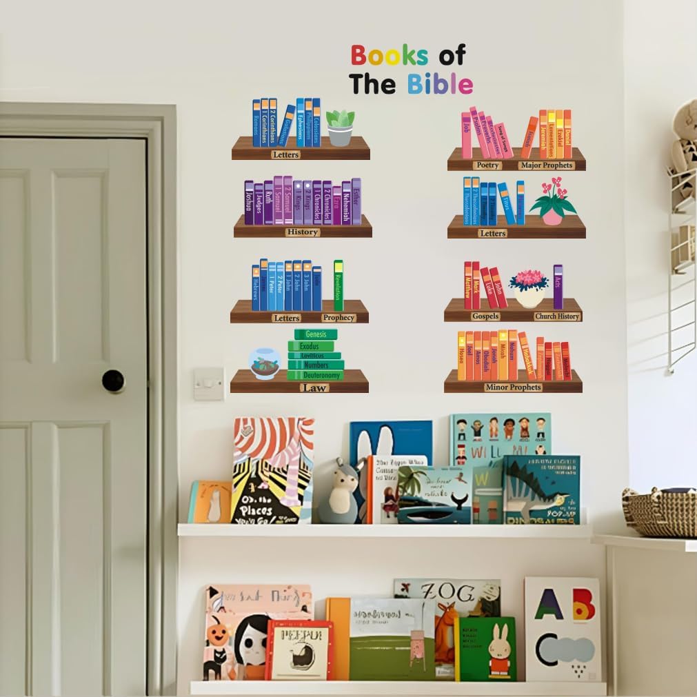 IARTTOP Book of Bible Wall Decor Sunday School Decorations for Christian Classroom Decor Book of The Bible Poster Wall Decal Religious Wall Sticker for Door Bulletin Board Kids Room Decoration