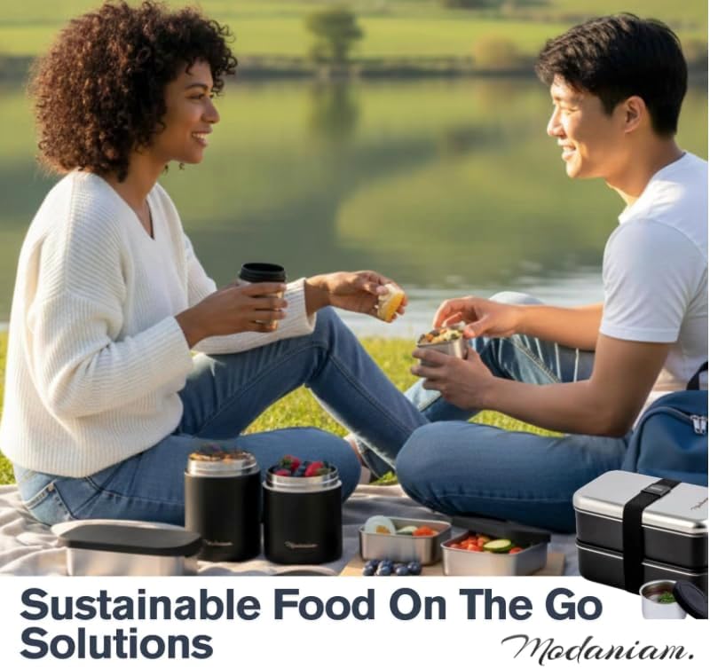 Leak proof Stainless Steel Lunch Box| Stainless Steel bento box | Metal Lunch Containers| Sandwich ,Snacks container| Meal prep| Metal lunch box| Korean Lunch Box| Black|SMall 27 Oz+ 2*6.5Oz - Image 9