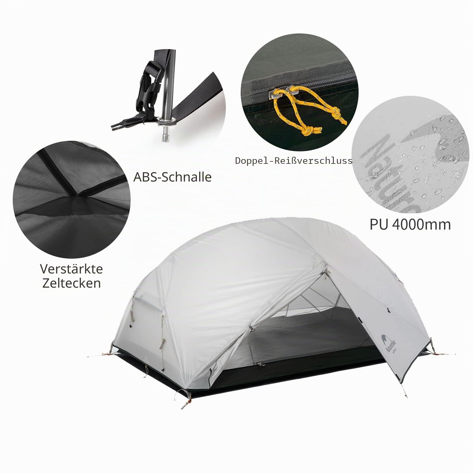 Naturehike Mongar 2 Mann Zelt Campingzelt Ultraleicht Zelt 2 Personen Camping Zelt Rucksackzelte 4 Jahreszeiten Zelt 20D Nylon PU4000mm für Camping Trekking Radfahren Bergsteigen