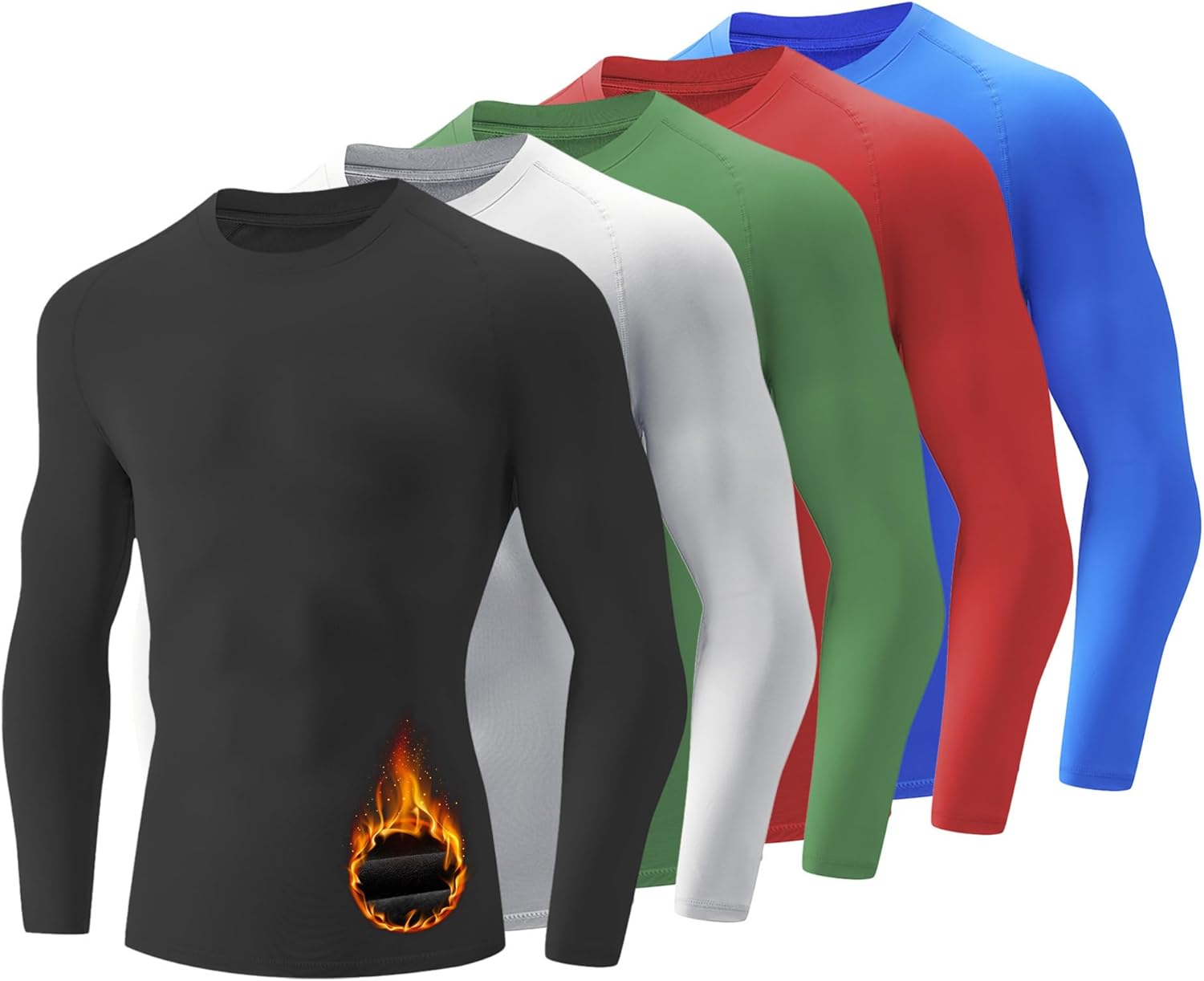 Thermal Compression Shirt Long Sleeve for Men 1,3 or 5 Pack Athletic Base Layer for Basketball Running