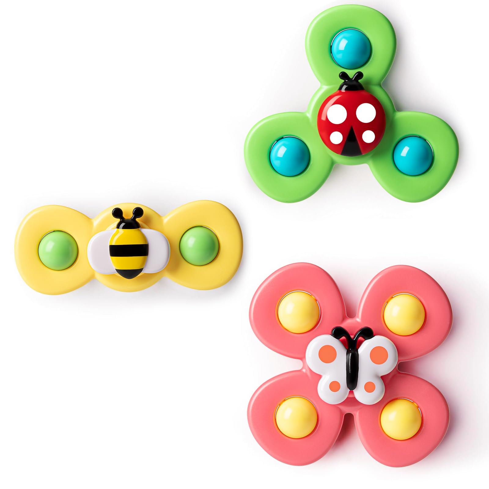 3PCS Suction Cup Spinner Toys for 1 2 Year Old Boys Spinning Toys Baby Toys 12-18 Months Sensory Toys for Toddlers 1-3 Easter Basket Stuffers Gifts for 1 Year Old Girls