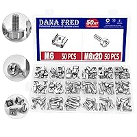 Vista 10 de M5X20 - Kit de tornillos de bastidor, 50 juegos de tornillos de montaje de tuercas enjauladas M5, arandelas, herrajes de agujero cuadrado métrico