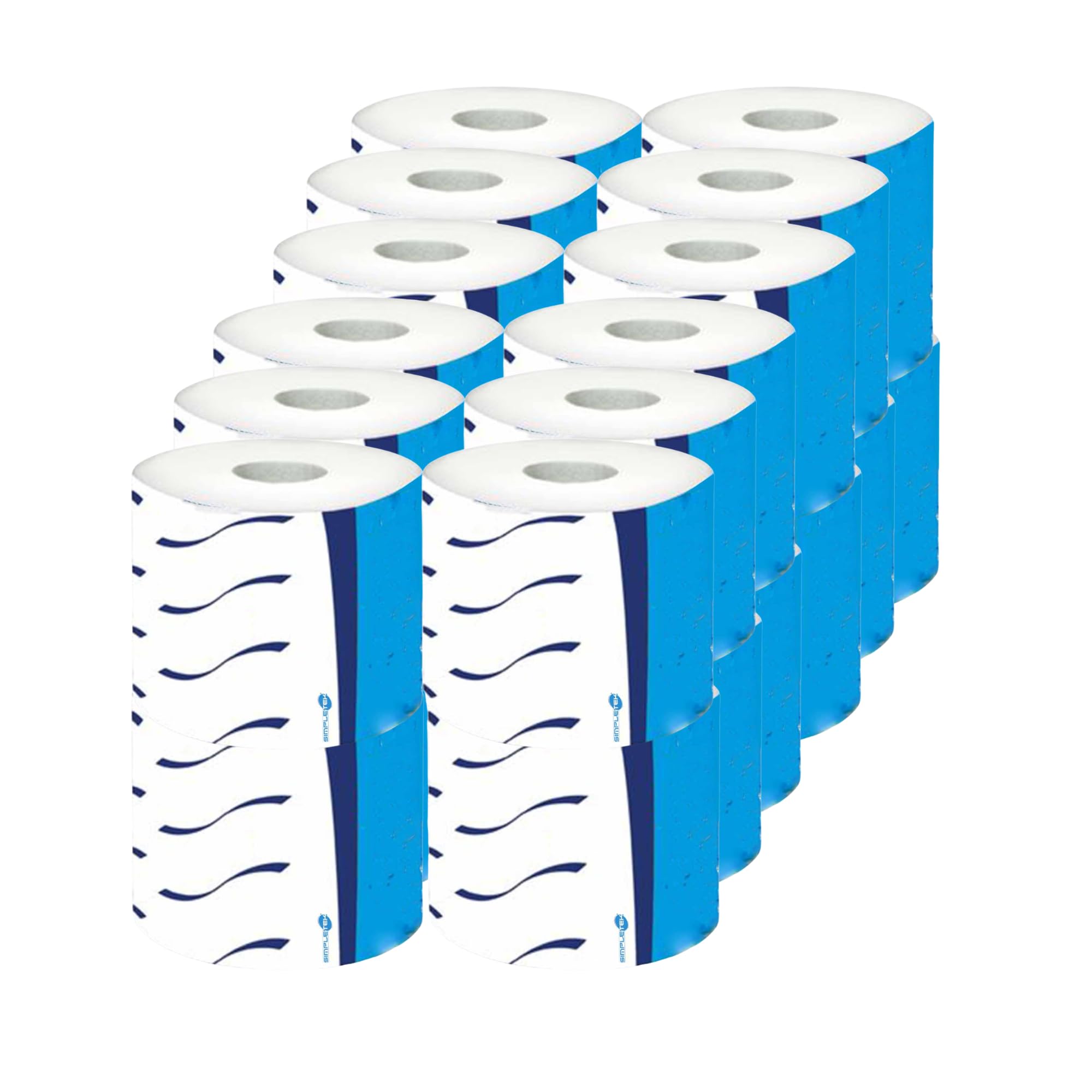 SIMPLETEK - Carta igienica professionale e Goffrata | 2 Veli Pura di Cellulosa | Morbida - Ecolabel | Confezione da 24 Rotoli