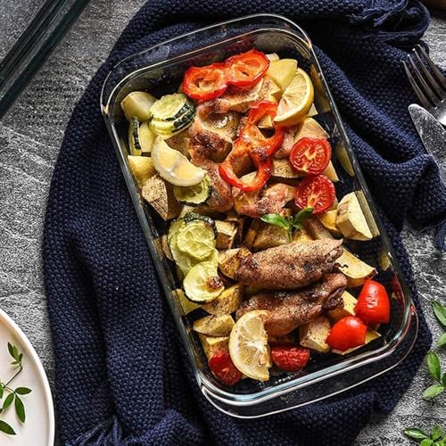Image of Borosilicate Glass Baking Tray for Kitchen, 1000 ml, Rectangle, Transparent, Oven & Microwave Safe, Dishwasher and Freezer Safe