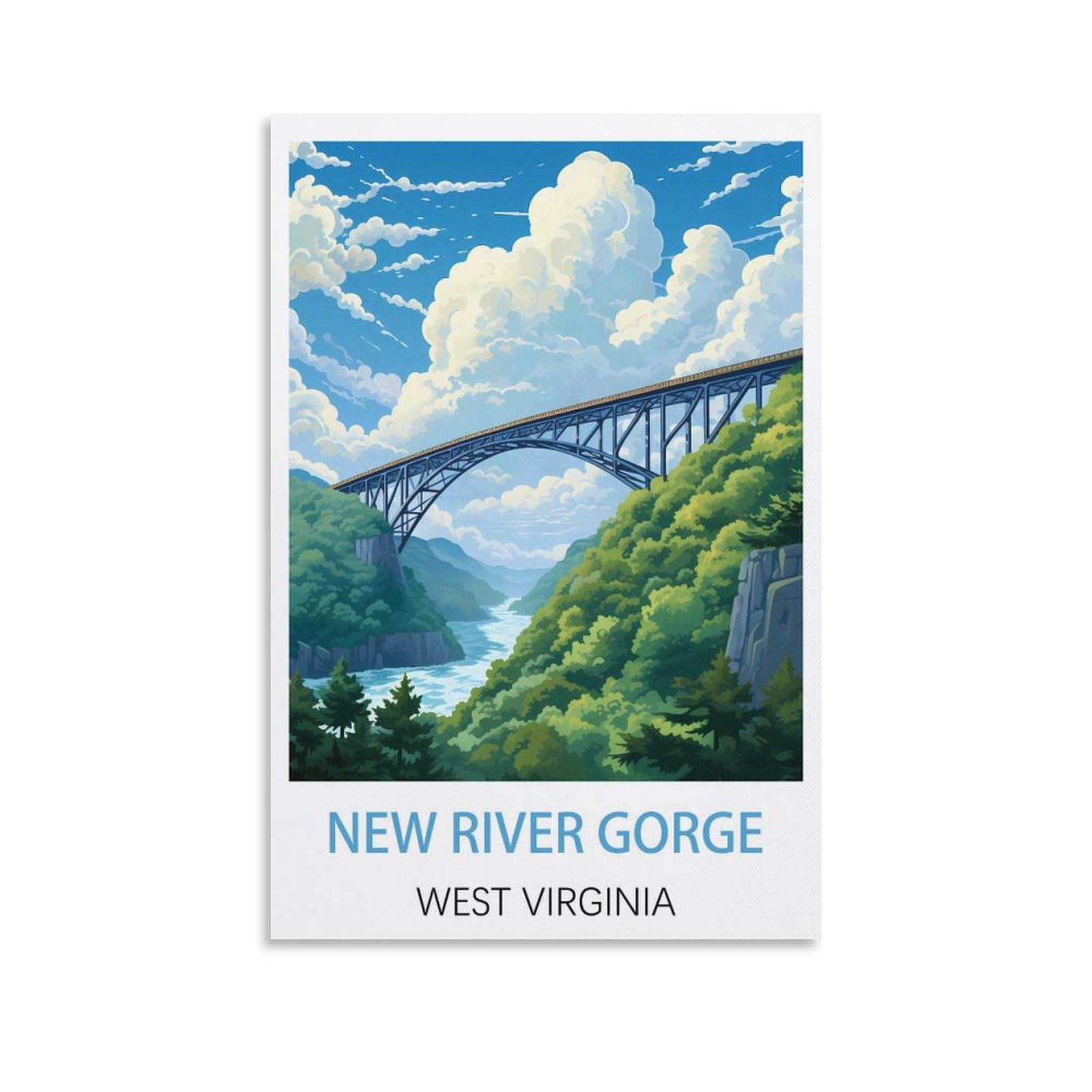EZMLFA 5D Diamond Art Kits for Beginner,New River Gorge West Virginias,Diamond Picture Art for Beginner, DIY Gem Cross Stitch Creative Gift Home Wall Decor 50x60cm