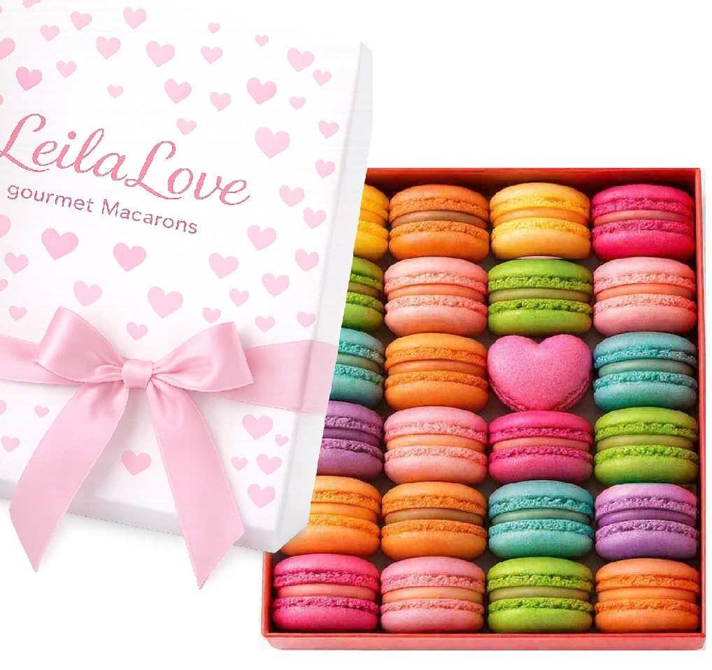 LeilaLove Macarons 21 mon Amour gift box with individually wrapped macarons