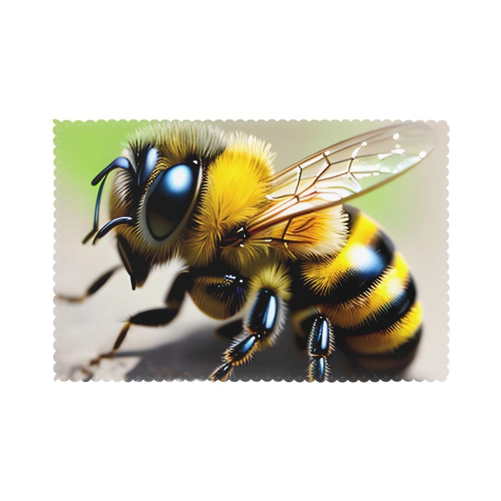Cute little bee Placemat set of 6, oil-proof and insulated dining table placemats, washable and wipeable.