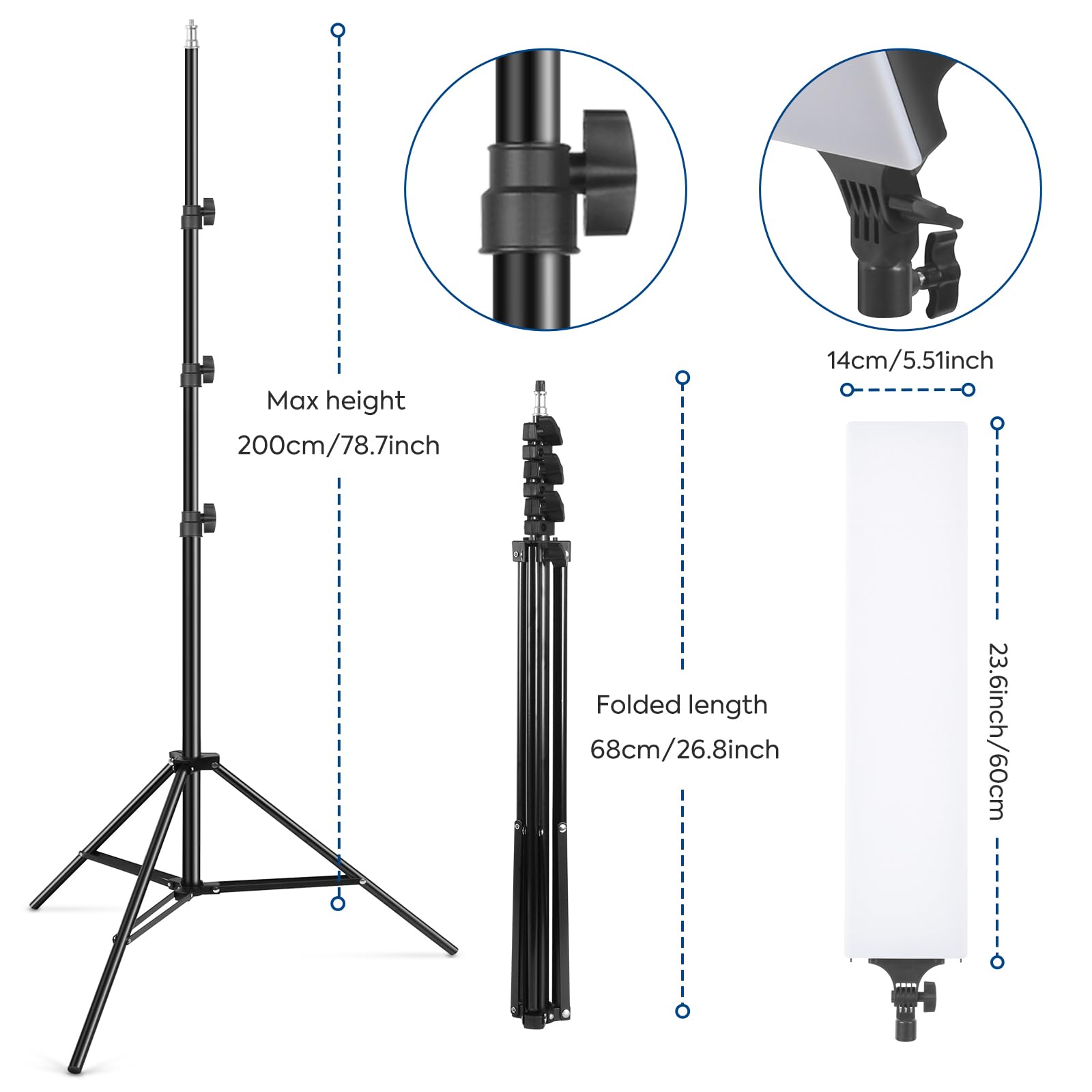 23,6 pollici LED Video Light 2-Pack Full Screen Fotografia Kit di illuminazione 2500-7500K Dimmerabile Photo Studio Luce Streaming Luce con telecomando e 2 m Stand per Filmare YouTube TikTok Video