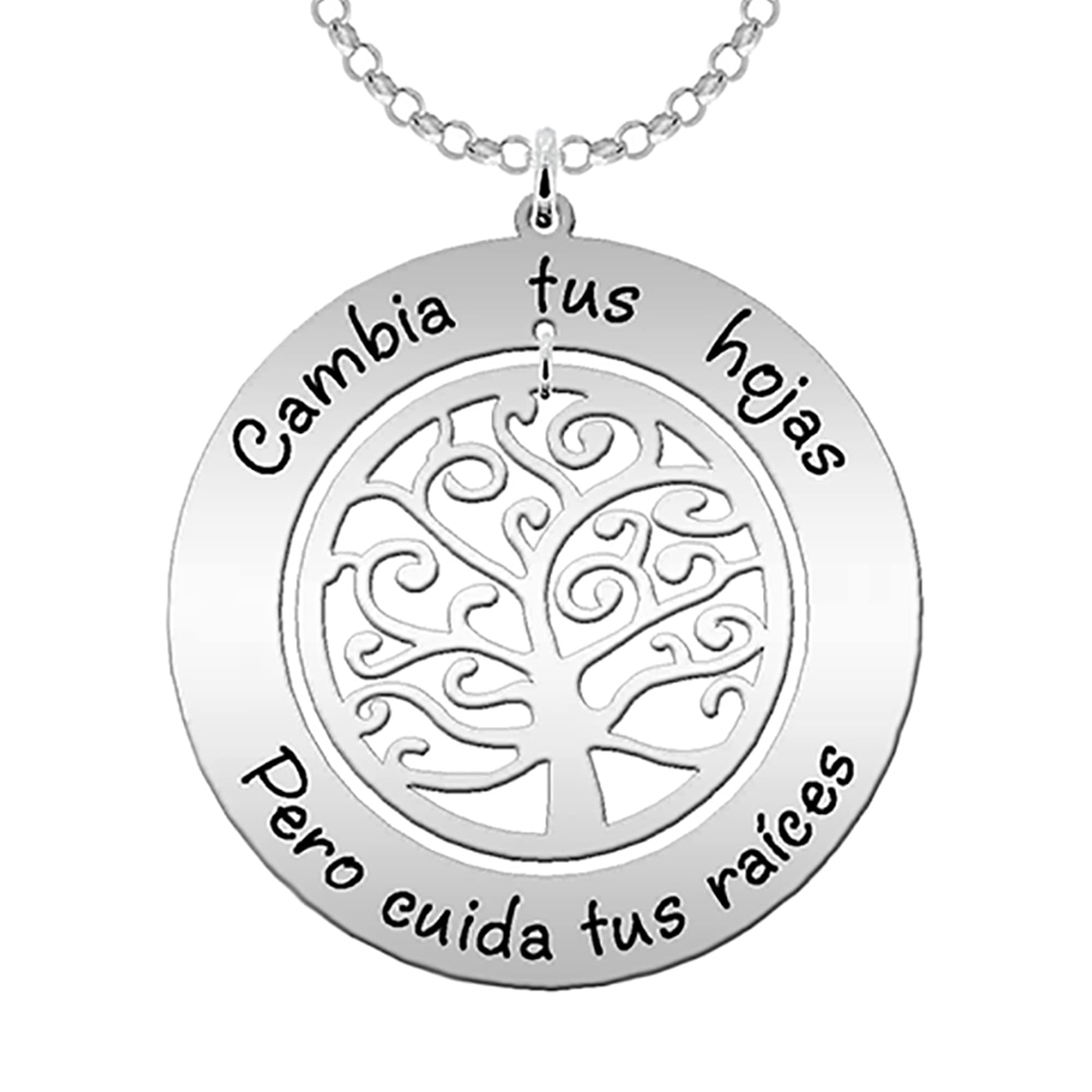Collar Árbol de la vida Plata de Ley Personalizado con hasta 2 Frases