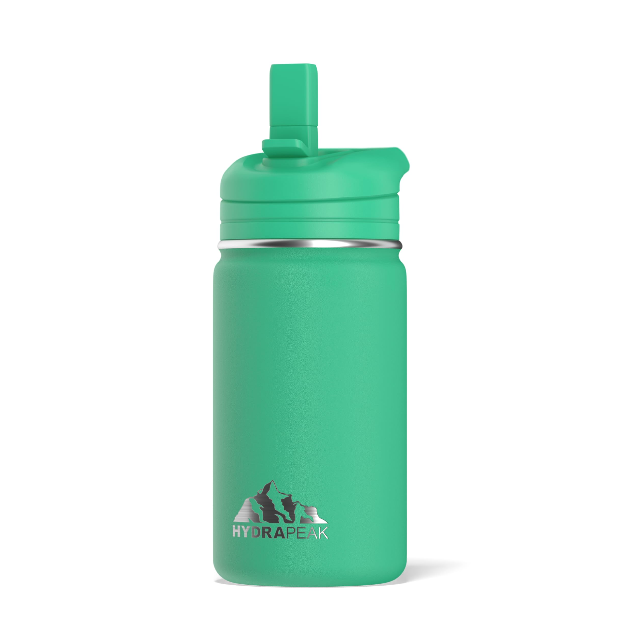 Hydrapeak Mini 14oz Kids Water Bottle with Straw Lid, Insulated Water Bottle Kids, Kids Water Bottle Stainless Steel, Kids Water Bottles (Jade)