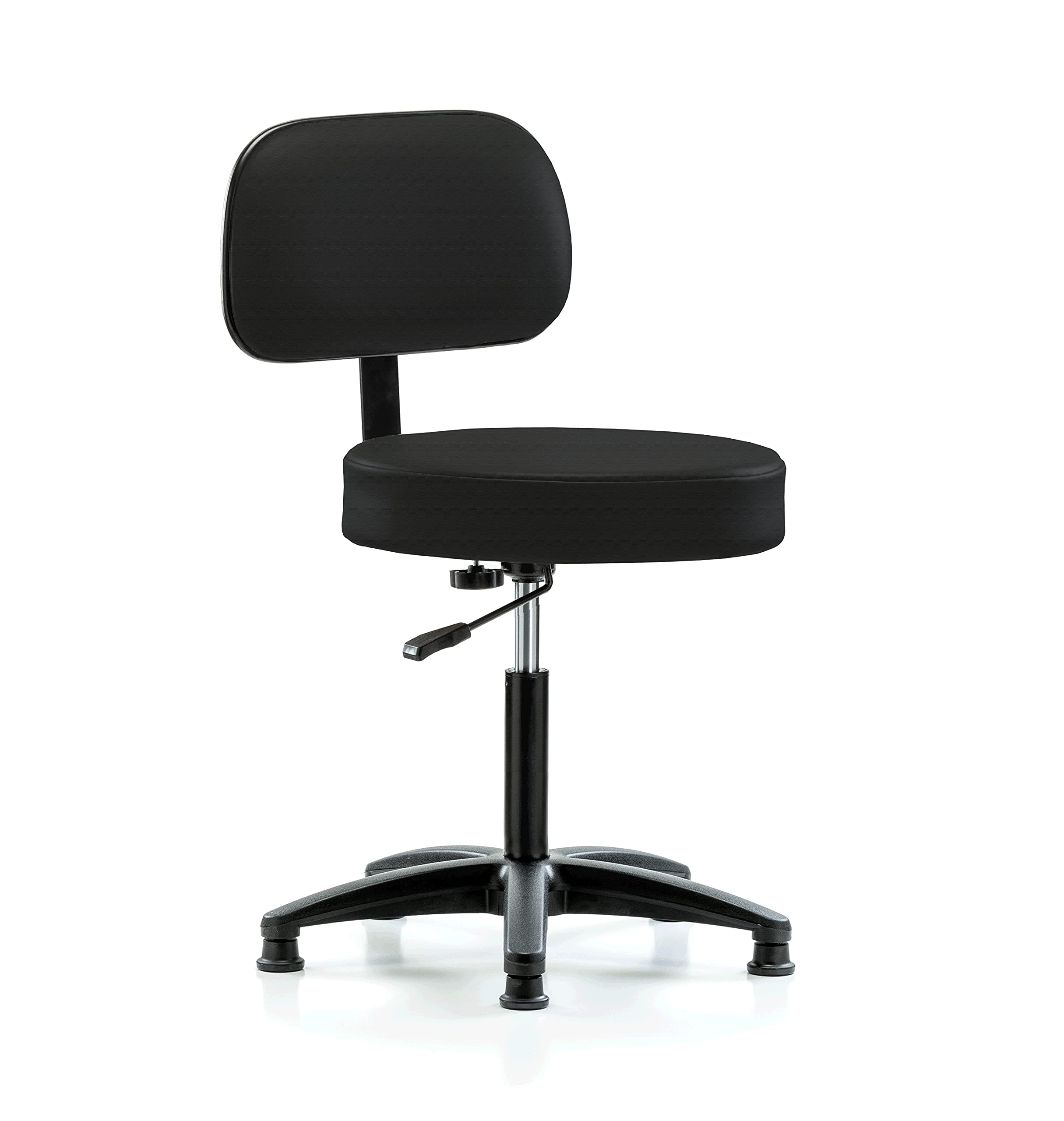 Perch Basic Exam Stool, Glides, 21-28.5", Black Fabric