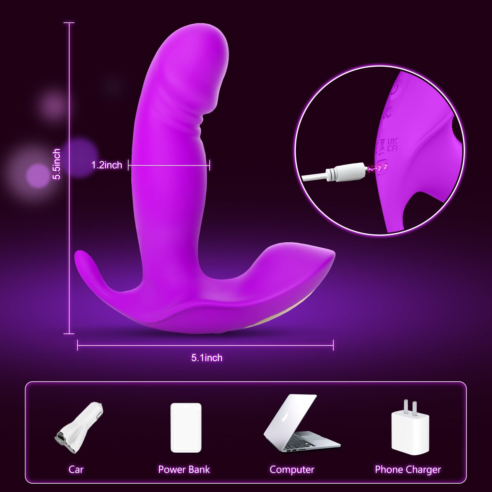 Sex Toy G Spot Vibrator Dildo -Wearable App Remote Control Panty Vibrators with 10 Quickly Wiggling & Vibrating Modes Anal Sex Toys Clitoral Nipple Stimulator for Female or Couples: Purple Vibrator