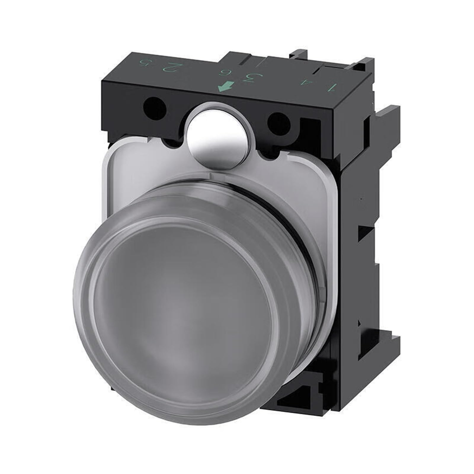 Indicatore luminoso, 22 mm, rotondo, in plastica, trasparente, lente, liscio, con supporto, con LED integrato, AC/DC 24 V, collegamento a morsetto a vite; 3SU11026AA701AA0