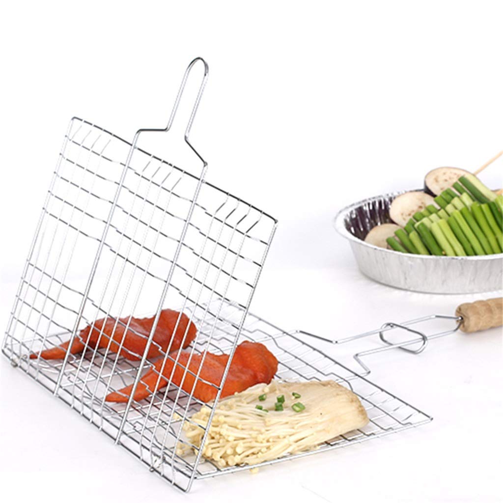 Goldbaking Cestello per Barbecue Portatile Griglia per Barbecue Antiaderente in Acciaio Inossidabile Cestello per Barbecue Strumenti Griglia per Hamburger di Pesce (Size : 23cm)